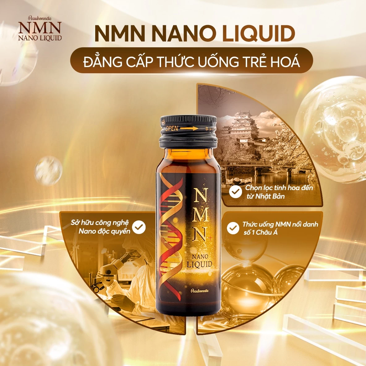 NMN Nano Liquid - NMN tinh khiết, trẻ hóa tế bào nhanh gấp 10 lần